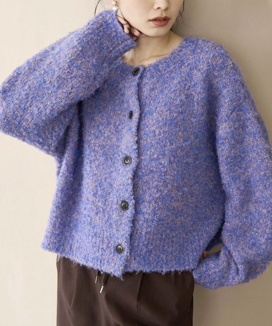日本直送 Boucle 2-Way Mixed Knit Cardigan - HLY & CHOCCICO