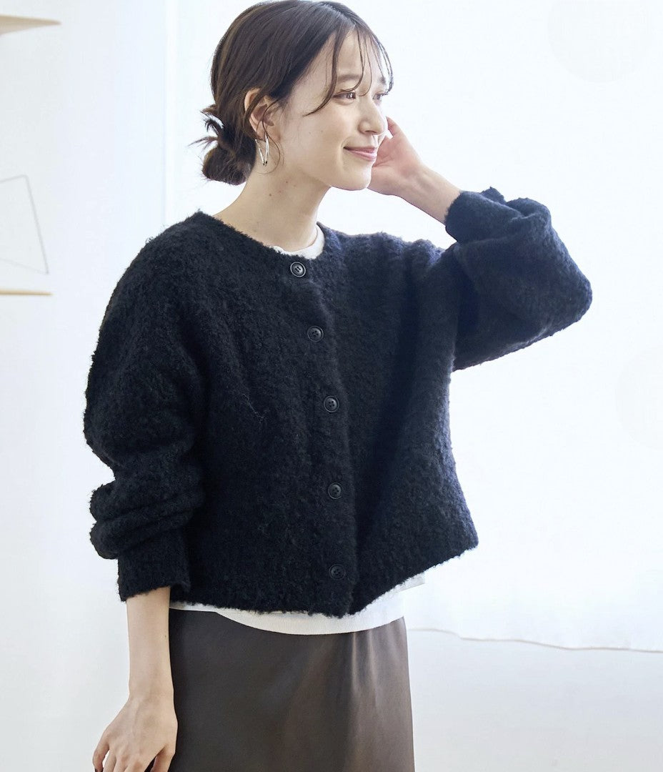 日本直送 Boucle 2-Way Mixed Knit Cardigan - HLY & CHOCCICO