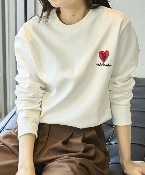 日本直送 U.S. POLO ASSN Heart Embroidery Crew Neck Sweatshirt