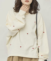 日本直送 Heart Embroidered Lining Sweat Pullover - HLY & CHOCCICO