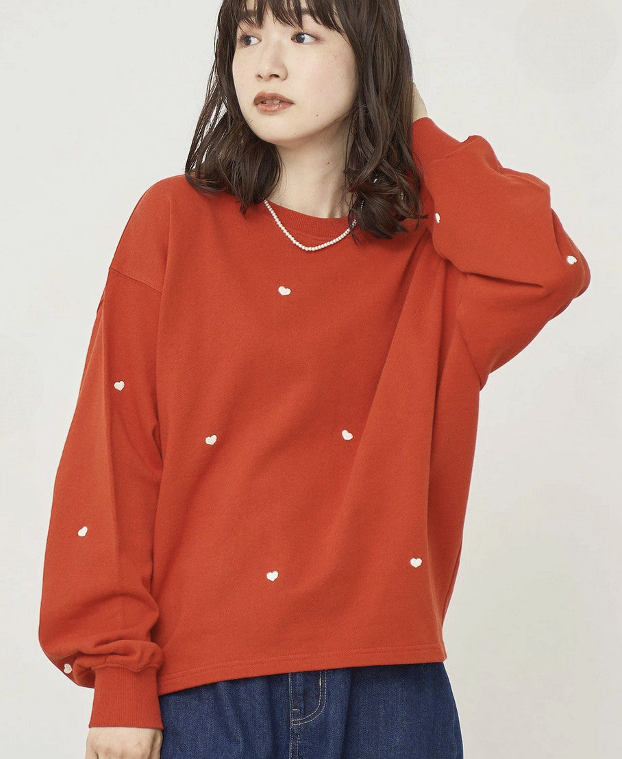 日本直送 Heart Embroidered Lining Sweat Pullover - HLY & CHOCCICO