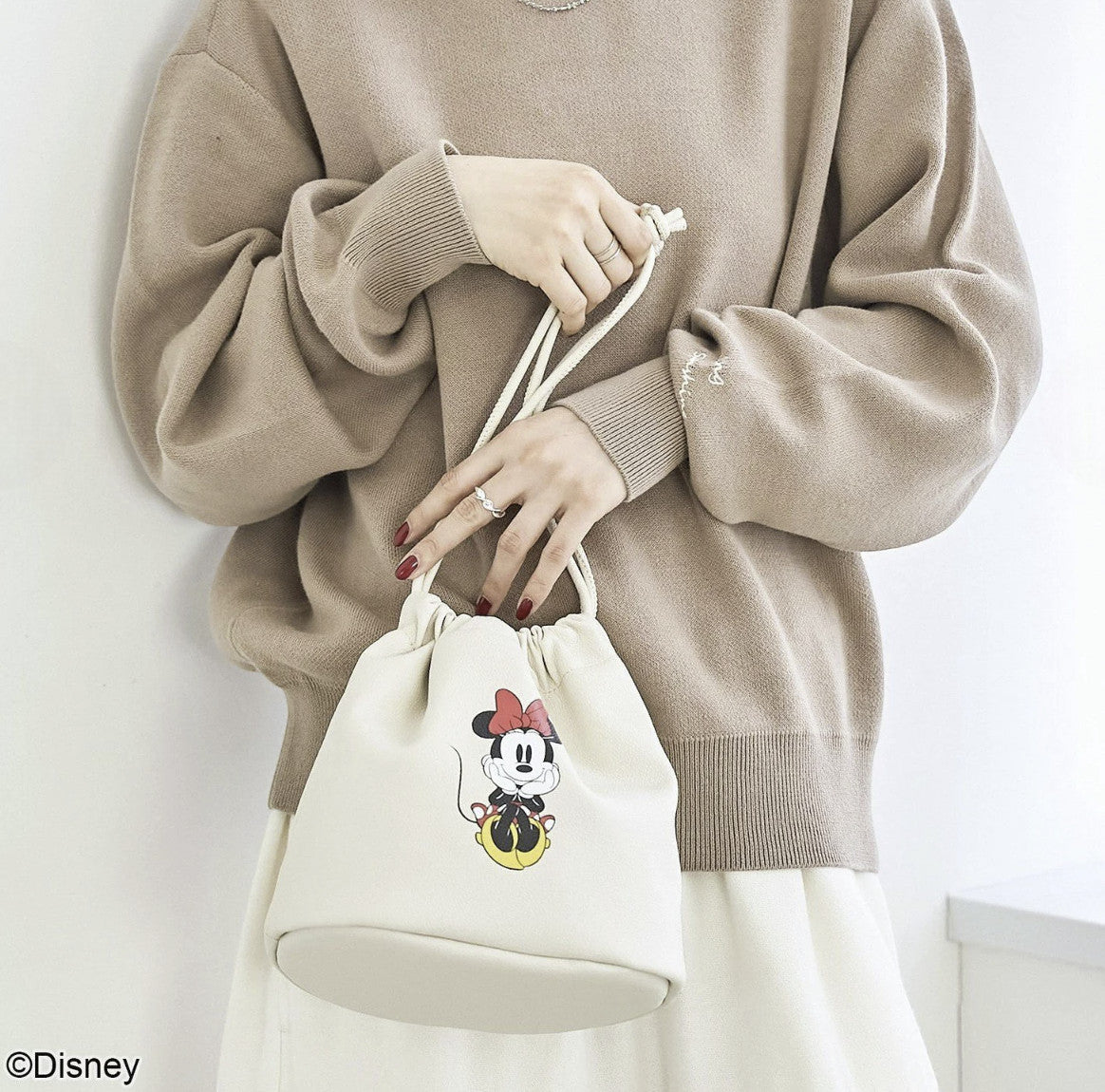 日本直送MICKEY Leather-Like Drawstring Bag - HLY &amp; CHOCCICO