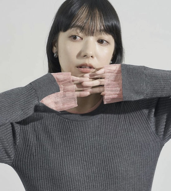 日本直送25AW Washable Color Scheme Layered Sheer Knit