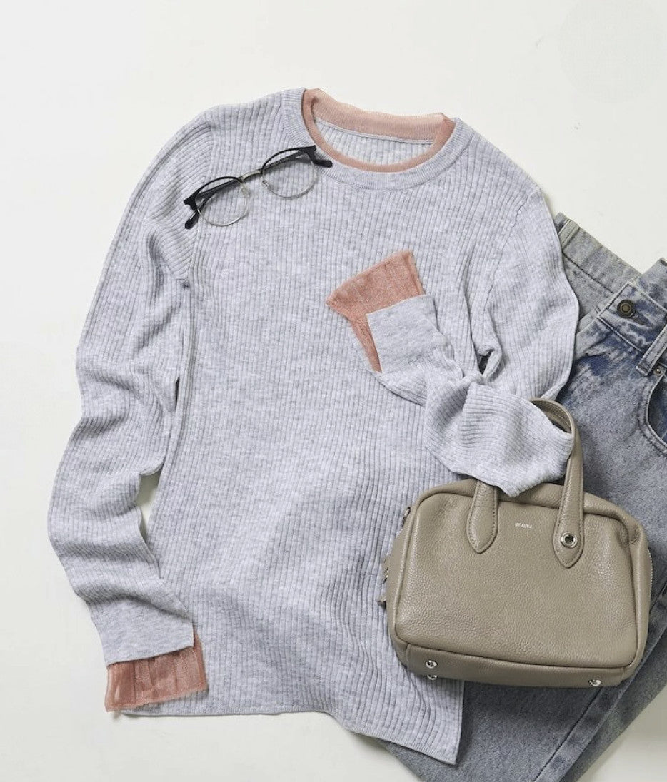日本直送25AW Washable Color Scheme Layered Sheer Knit - HLY & CHOCCICO