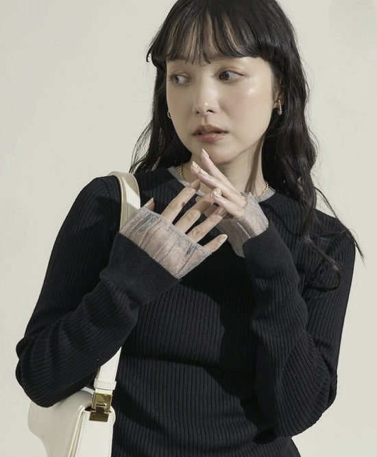 日本直送25AW Washable Color Scheme Layered Sheer Knit