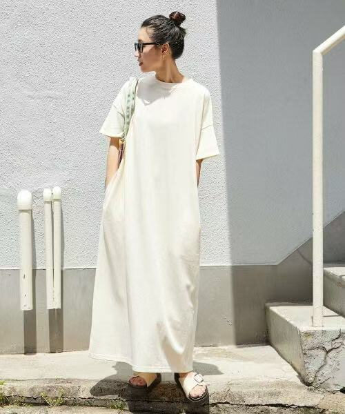 日本直送USA Cotton Big Silhouette T-shirt Dress