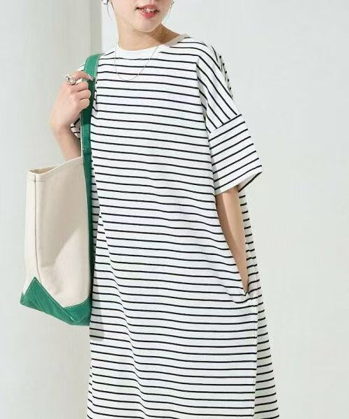 日本直送USA Cotton Big Silhouette T-shirt Dress