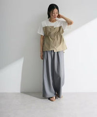 日本直送Bustier Docking Drost 5 Minute Sleeve Pullover HLY & CHOCCICO