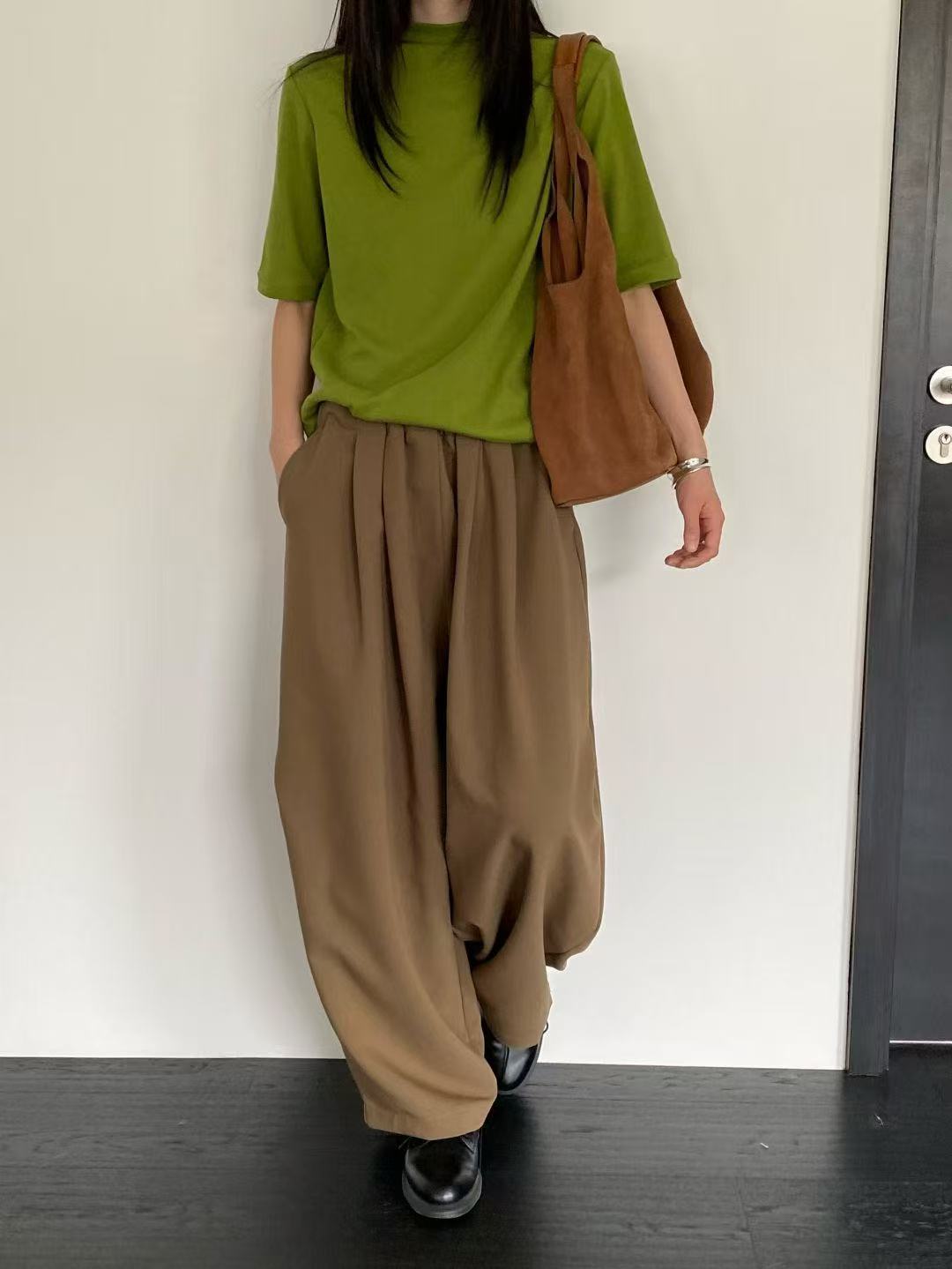 韓國直送Casual Polo Tee／ Chic Pleated Trousers