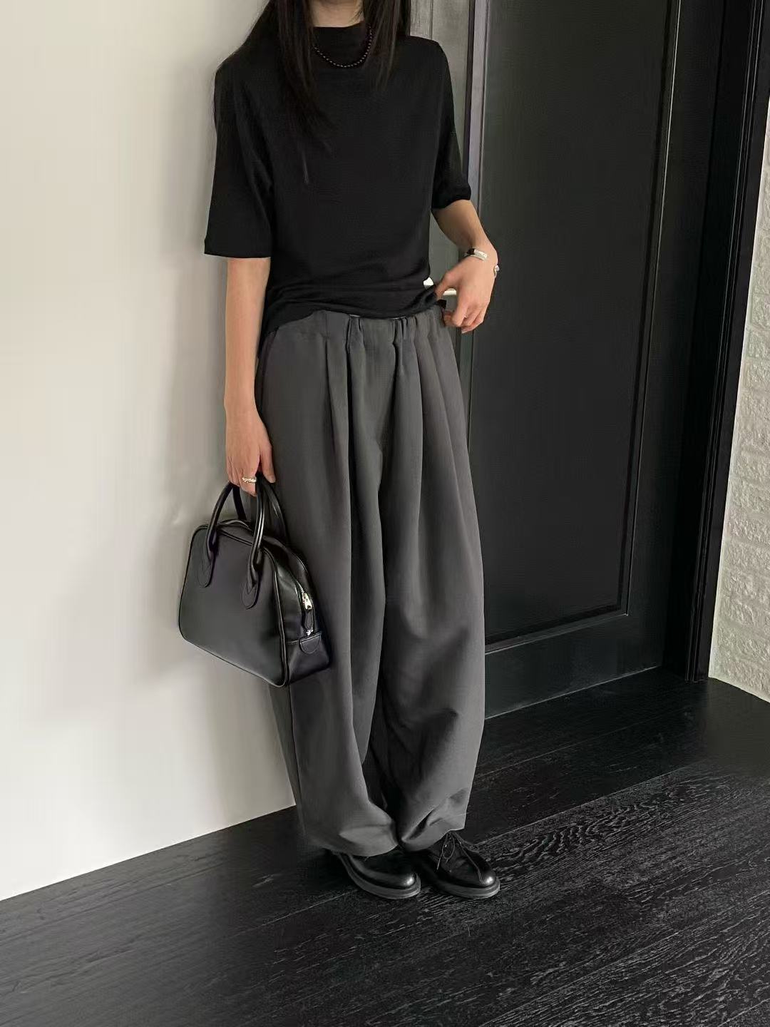 韓國直送Casual Polo Tee／ Chic Pleated Trousers