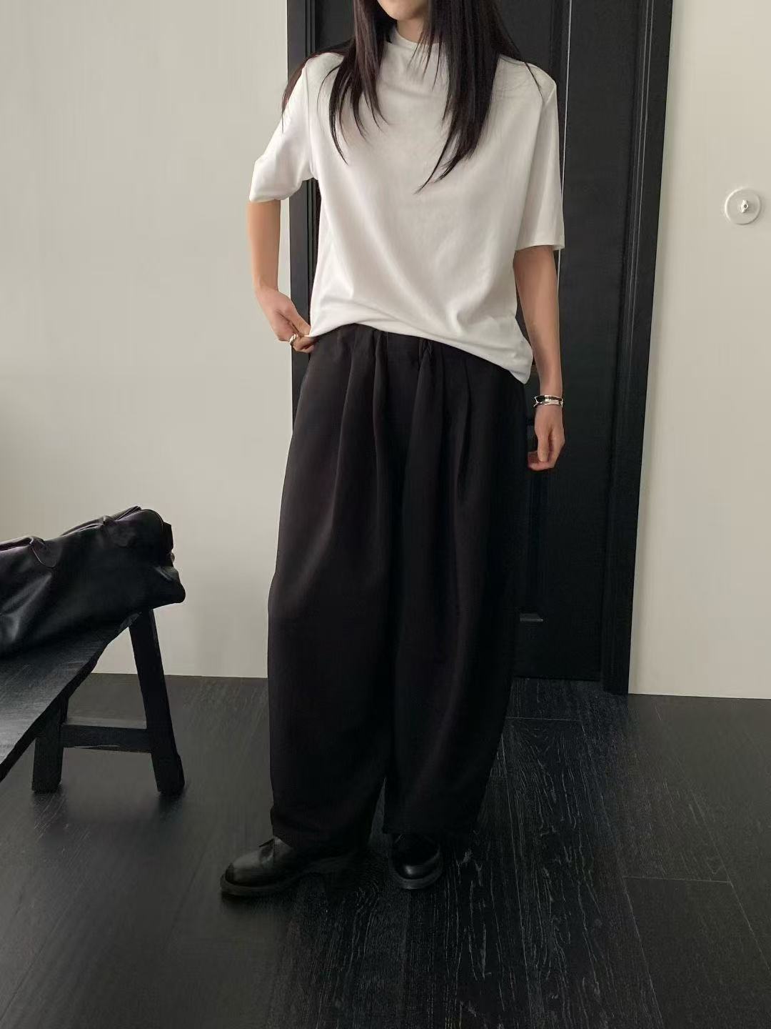 韓國直送Casual Polo Tee／ Chic Pleated Trousers