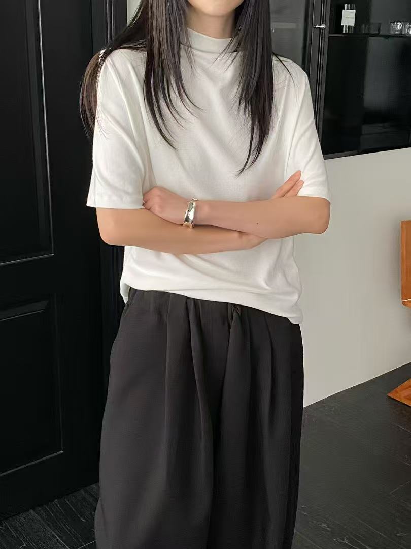 韓國直送Casual Polo Tee／ Chic Pleated Trousers