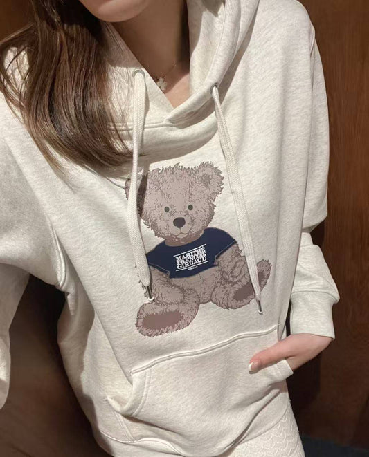 MARITHE CLASSIC LOGO & BEAR HOODIE - HLY & CHOCCICO