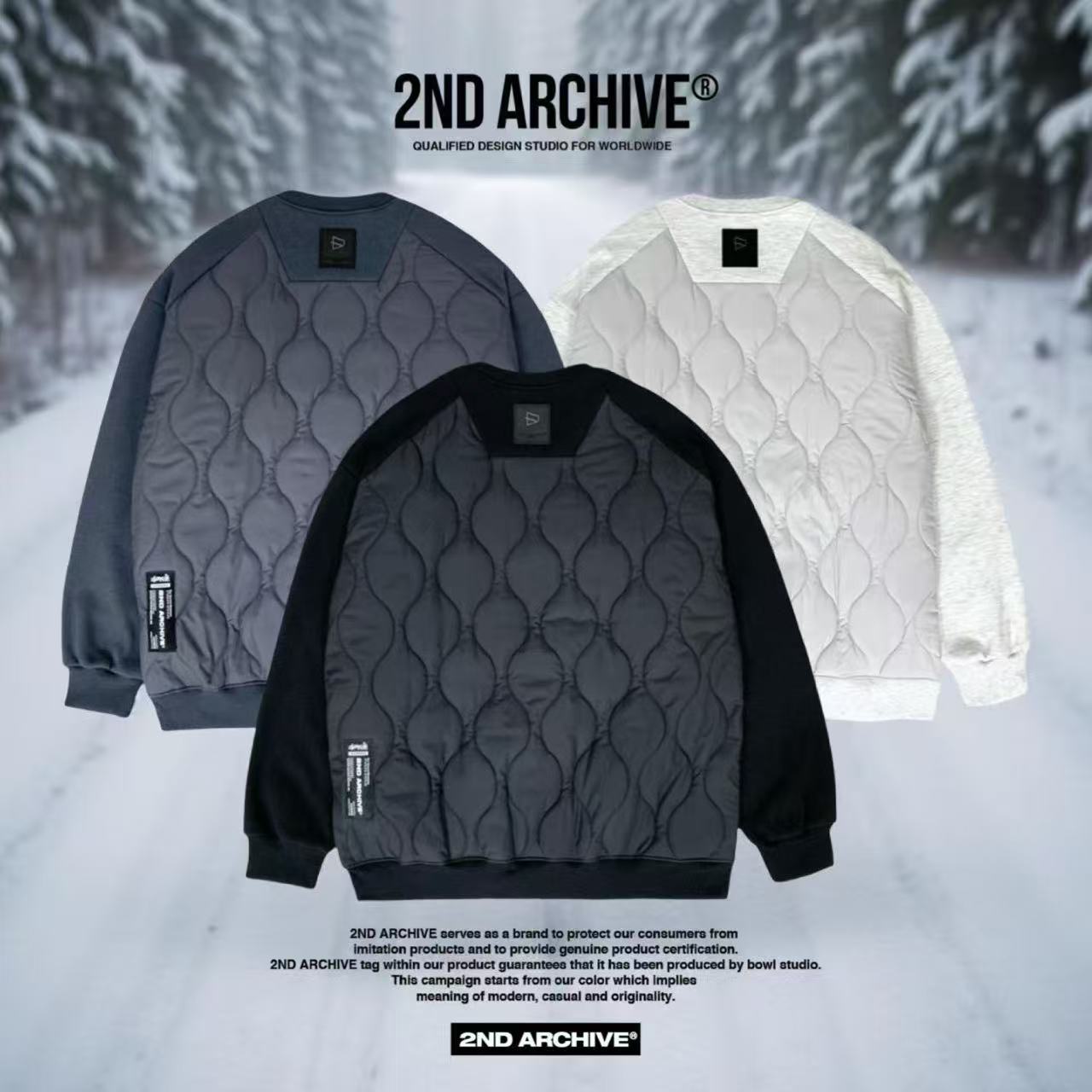 韓國直送 2ND ARCHIVE Basic Padded Sweatshirt - HLY &amp; CHOCCICO