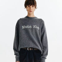 MATIN KIM  COLOR LINE POINT LOGO KNIT PULLOVER