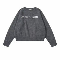 MATIN KIM  COLOR LINE POINT LOGO KNIT PULLOVER