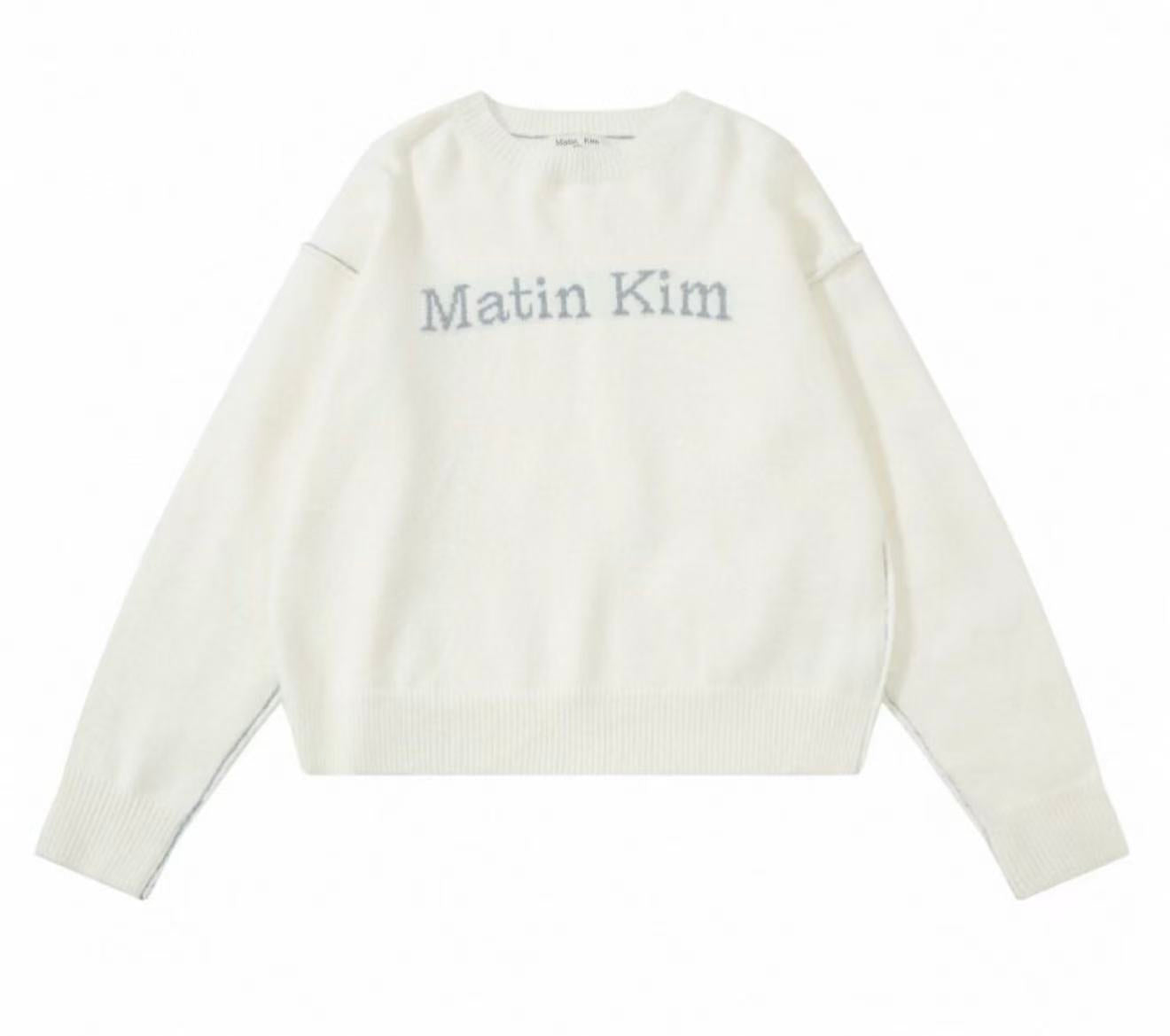 MATIN KIM  COLOR LINE POINT LOGO KNIT PULLOVER