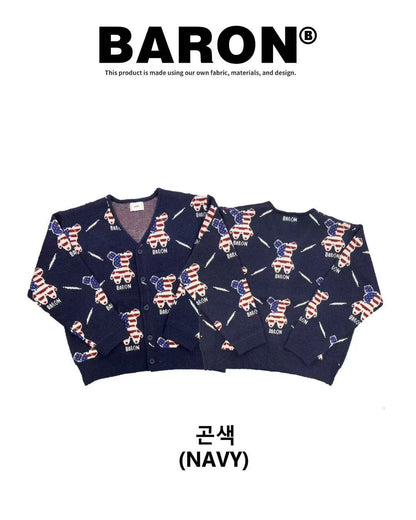 韓國直送Baron American Flag Bear Brick Cardigan - HLY &amp; CHOCCICO