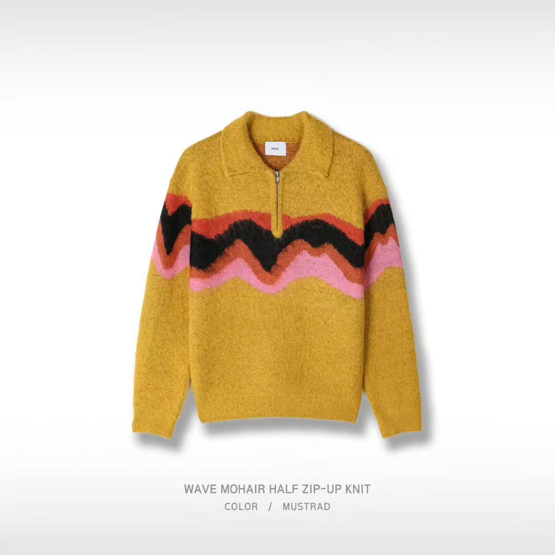 韓國直送Baron Wave Mohair Half Zip -up Knit - HLY &amp; CHOCCICO