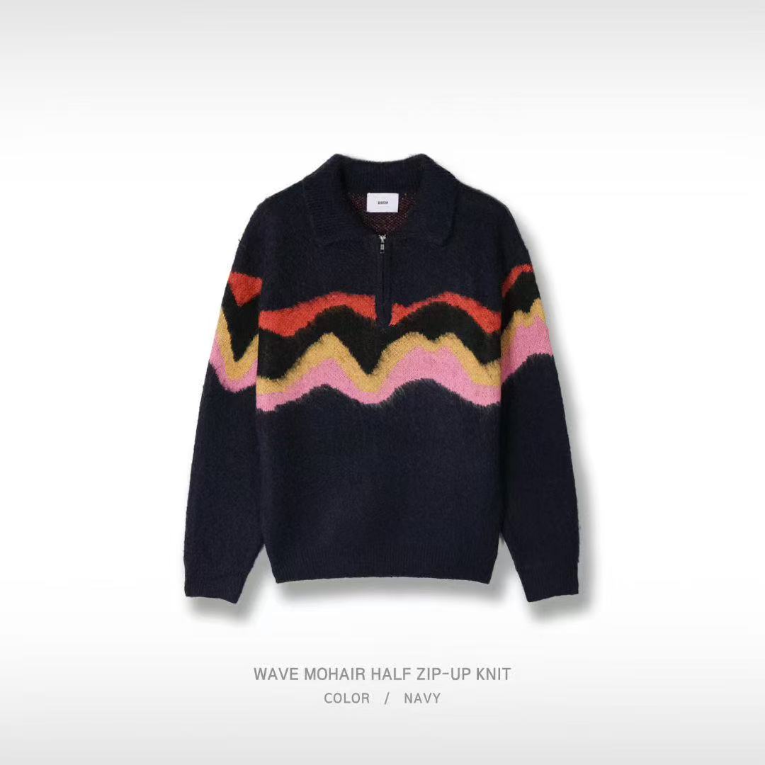 韓國直送Baron Wave Mohair Half Zip -up Knit - HLY &amp; CHOCCICO