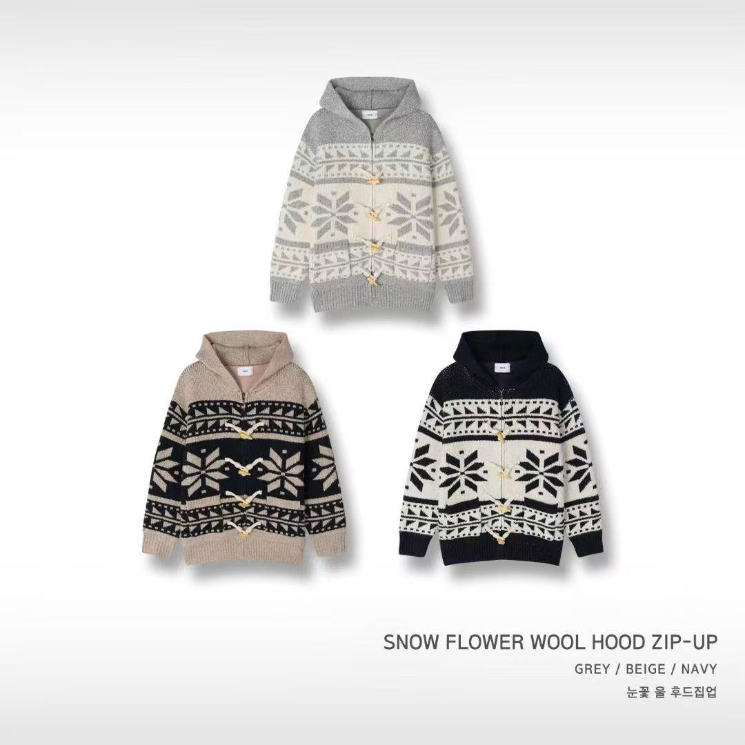 韓國直送Baron Snow Flower Wool Hood Zip Up - HLY &amp; CHOCCICO