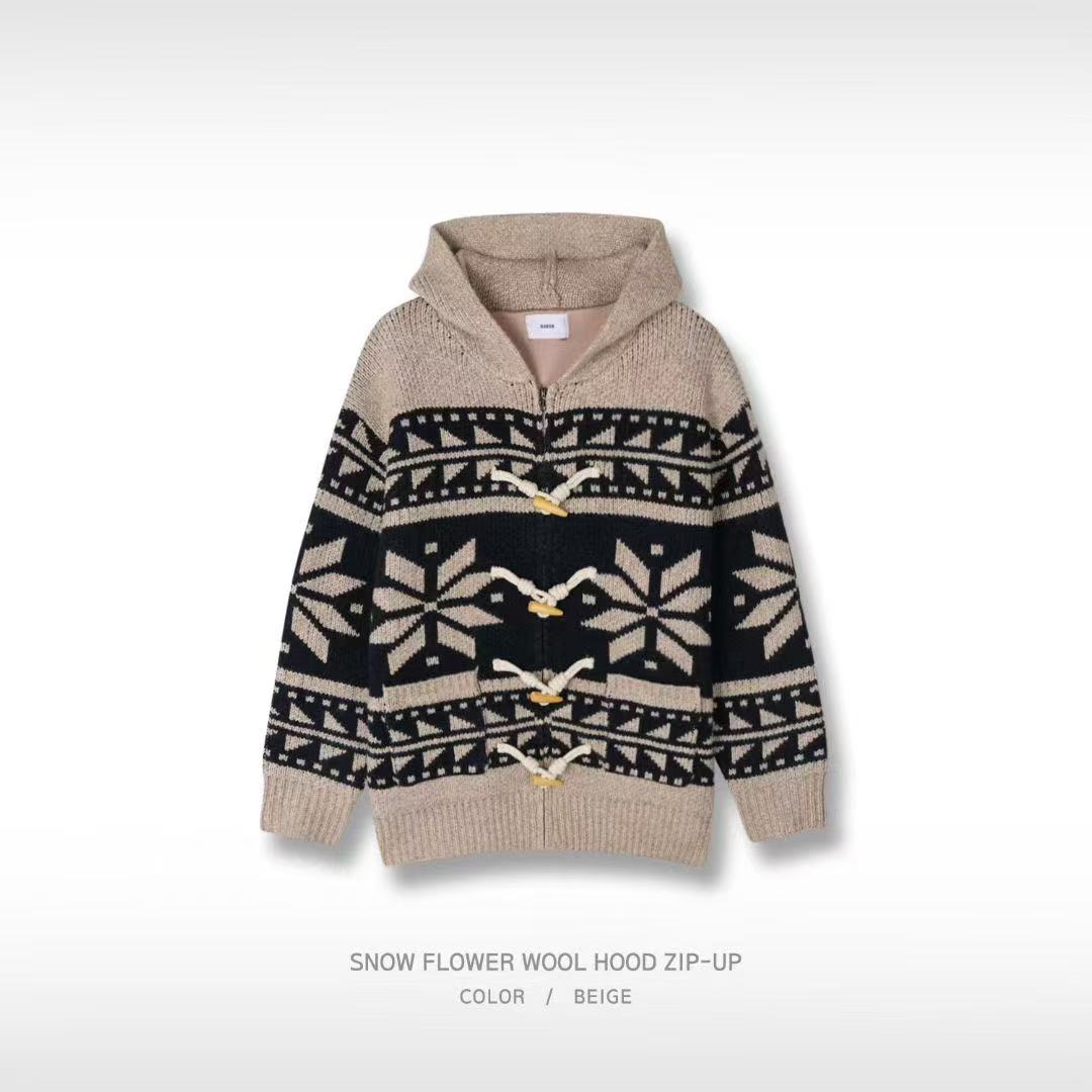 韓國直送Baron Snow Flower Wool Hood Zip Up - HLY &amp; CHOCCICO