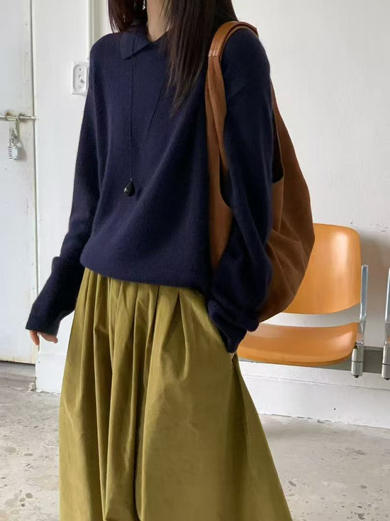 韓國直送Casual Chic Sweater t／ Versatile Flared Skirt