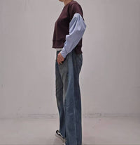 韓國直送Trendy Mixed Fabric Sweatshirt - HLY & CHOCCICO