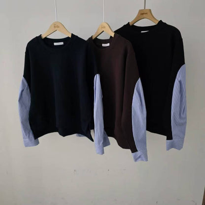 韓國直送Trendy Mixed Fabric Sweatshirt - HLY &amp; CHOCCICO
