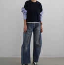 韓國直送Trendy Mixed Fabric Sweatshirt - HLY & CHOCCICO