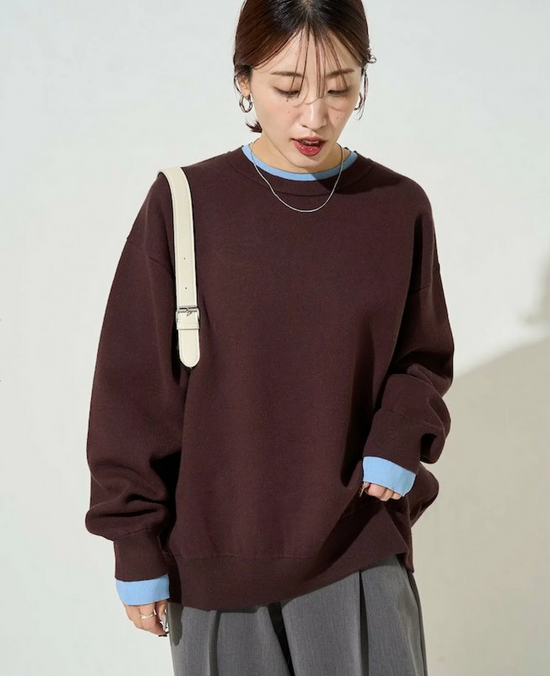 日本直送Jointing Color Scheme Color Knit Pullover