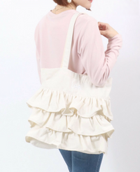 日本直送Lee Ruffle Canvas Denim Logo Embroidery Tote Bag - HLY & CHOCCICO