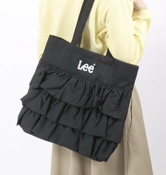 日本直送Lee Ruffle Canvas Denim Logo Embroidery Tote Bag