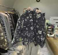 韓國直送Floral Fleece Zip Jacket