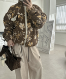 韓國直送Floral Fleece Zip Jacket