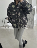 韓國直送Floral Fleece Zip Jacket
