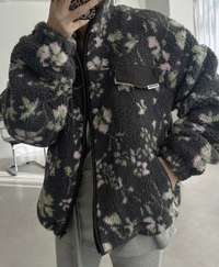 韓國直送Floral Fleece Zip Jacket