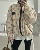 韓國直送Floral Fleece Zip Jacket
