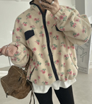 韓國直送Floral Fleece Zip Jacket