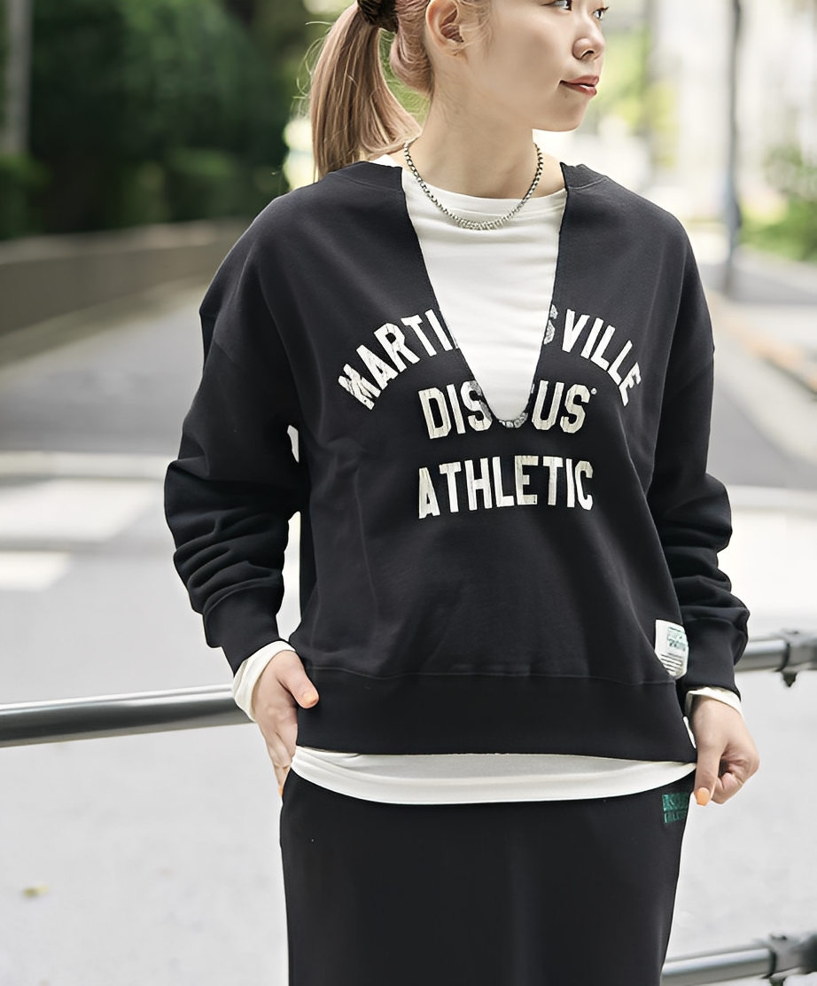 日本直送DISCUS Skipper U-Neck Back Fleece Sweatshirt