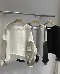 韓國直送Layered Sleeve Cropped Sweatshirt