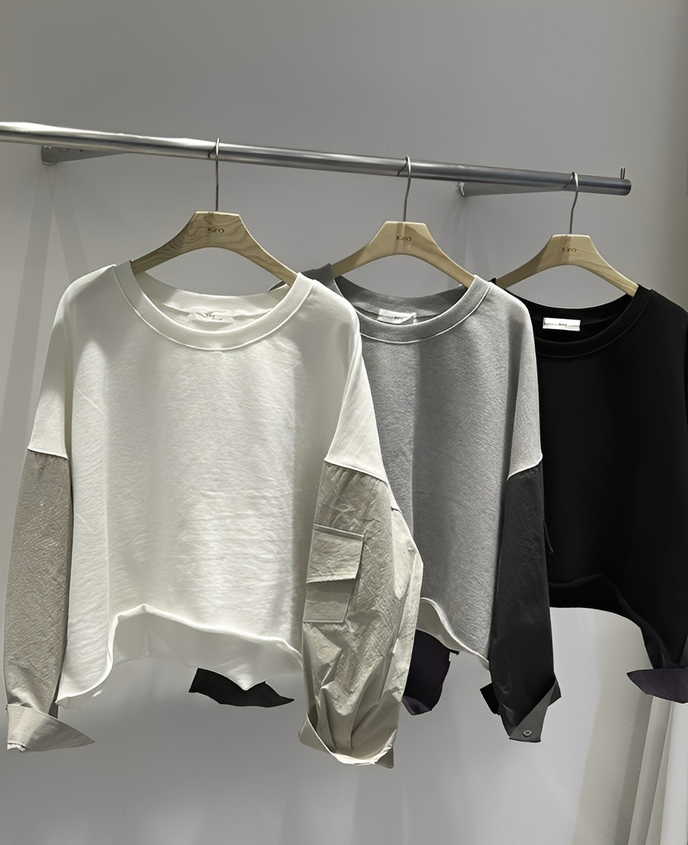 韓國直送Layered Sleeve Cropped Sweatshirt