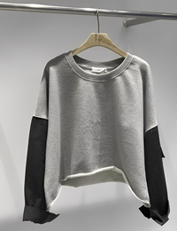 韓國直送Layered Sleeve Cropped Sweatshirt