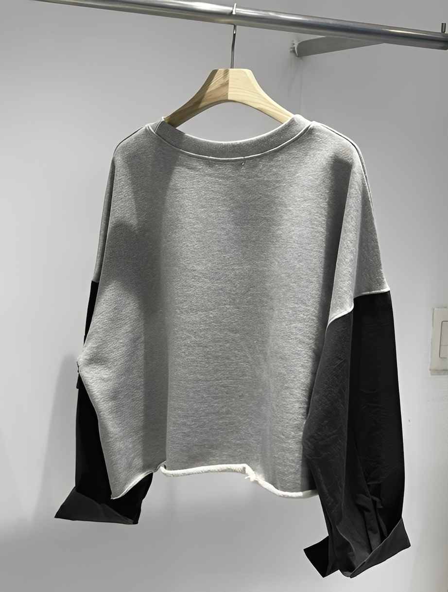 韓國直送Layered Sleeve Cropped Sweatshirt