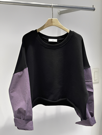 韓國直送Layered Sleeve Cropped Sweatshirt