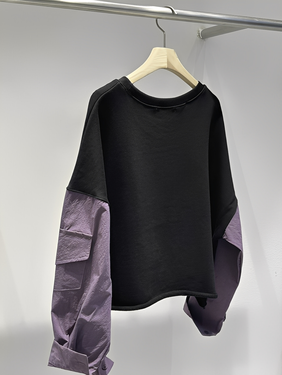 韓國直送Layered Sleeve Cropped Sweatshirt