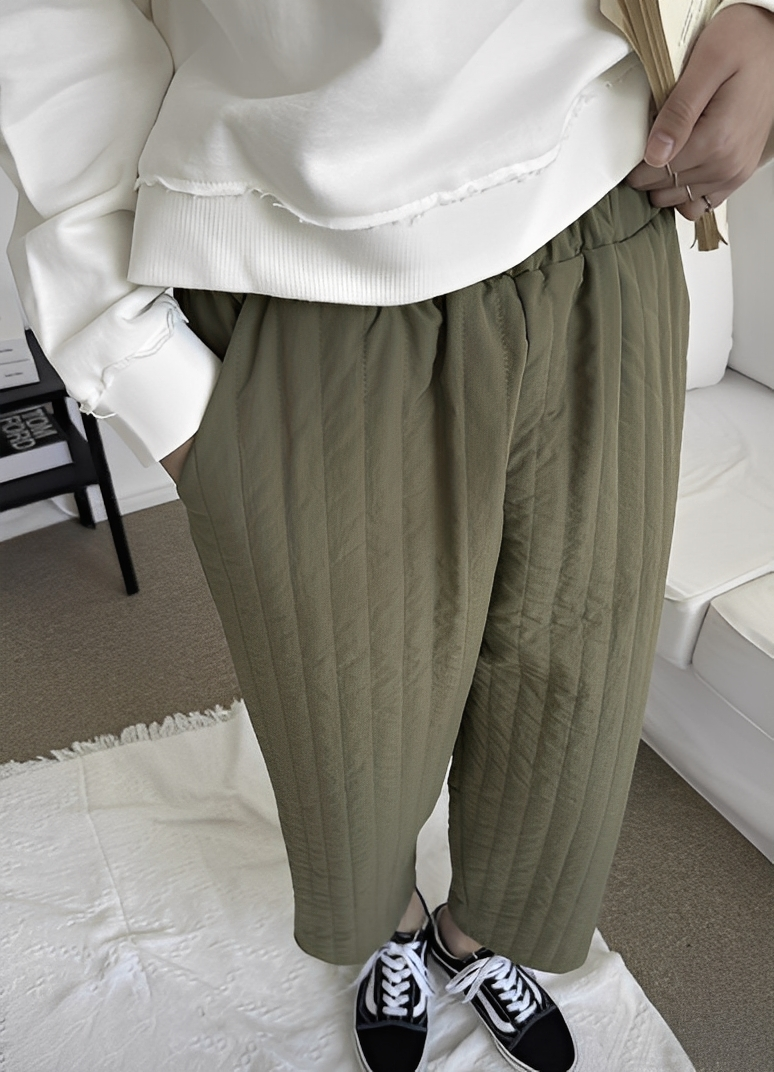 韓國直送Straight quilted loose pants