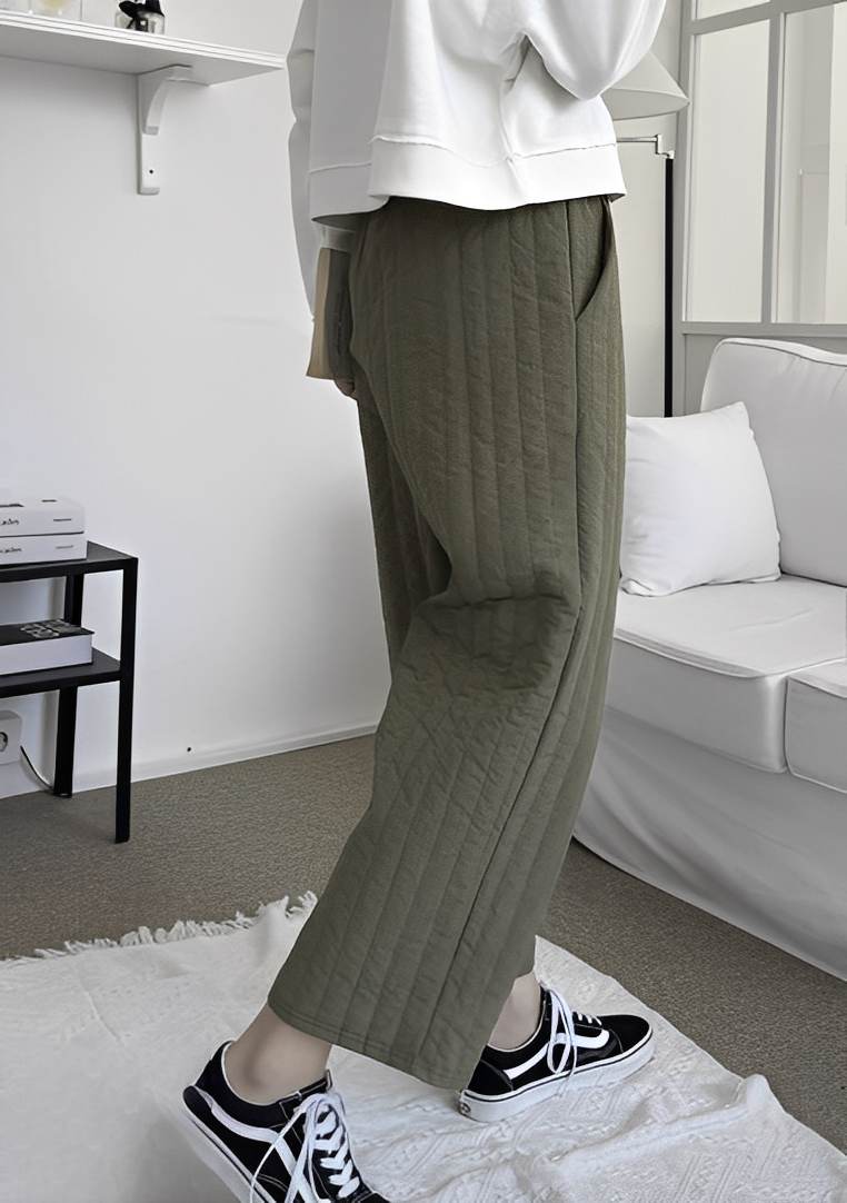 韓國直送Straight quilted loose pants