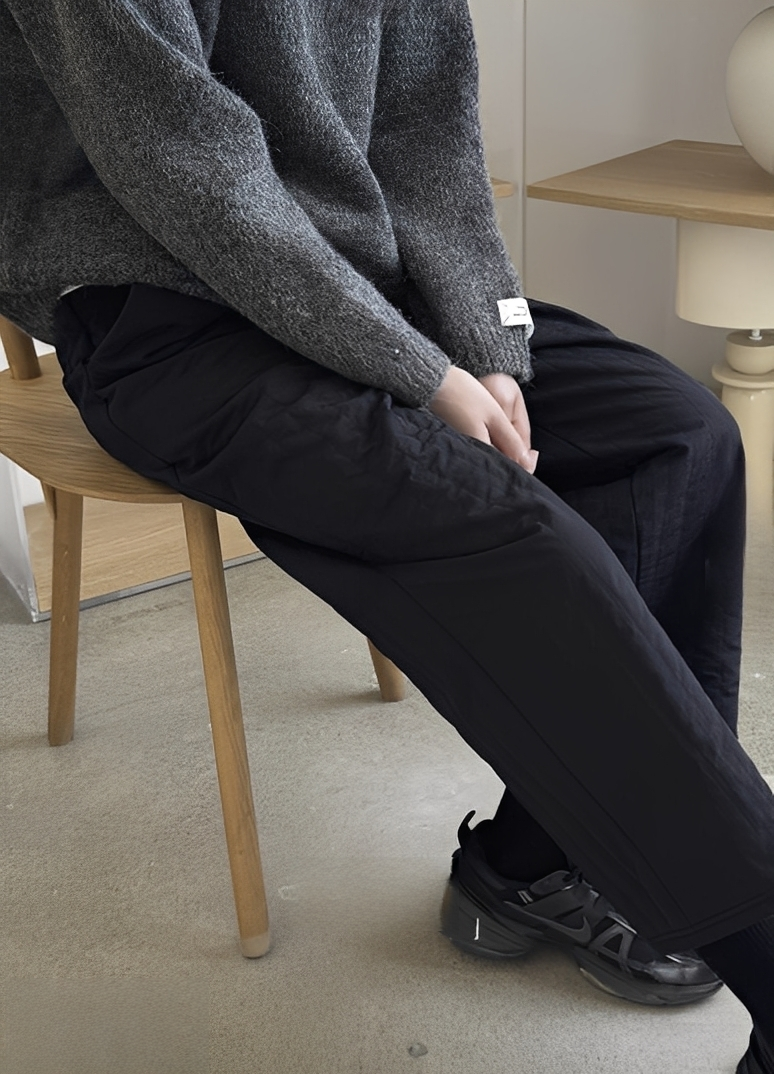 韓國直送Straight quilted loose pants - HLY &amp; CHOCCICO