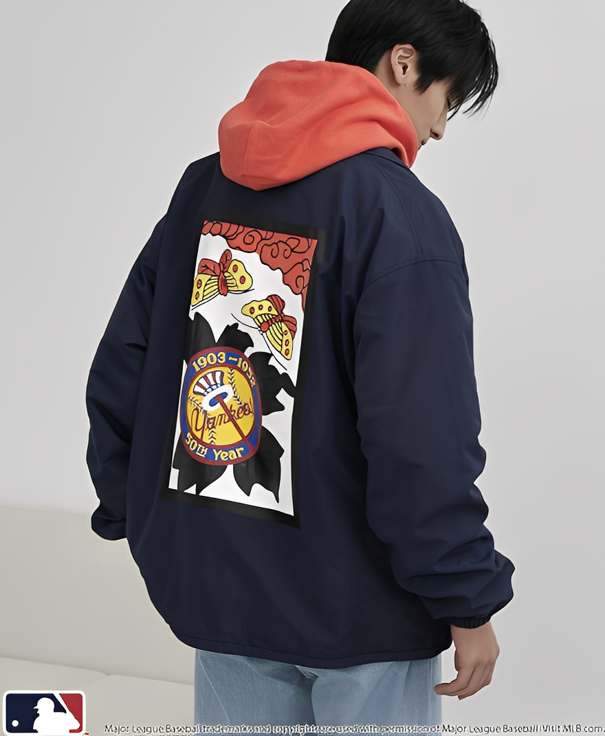 日本直送 MLB 別注Hanafuda Back Print Coach Jacket - HLY &amp; CHOCCICO